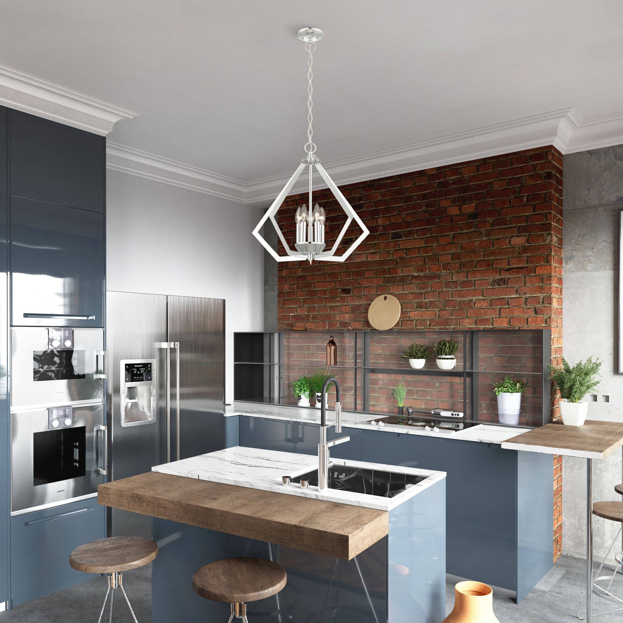 Prism 5 Light Polished Chrome Chandelier