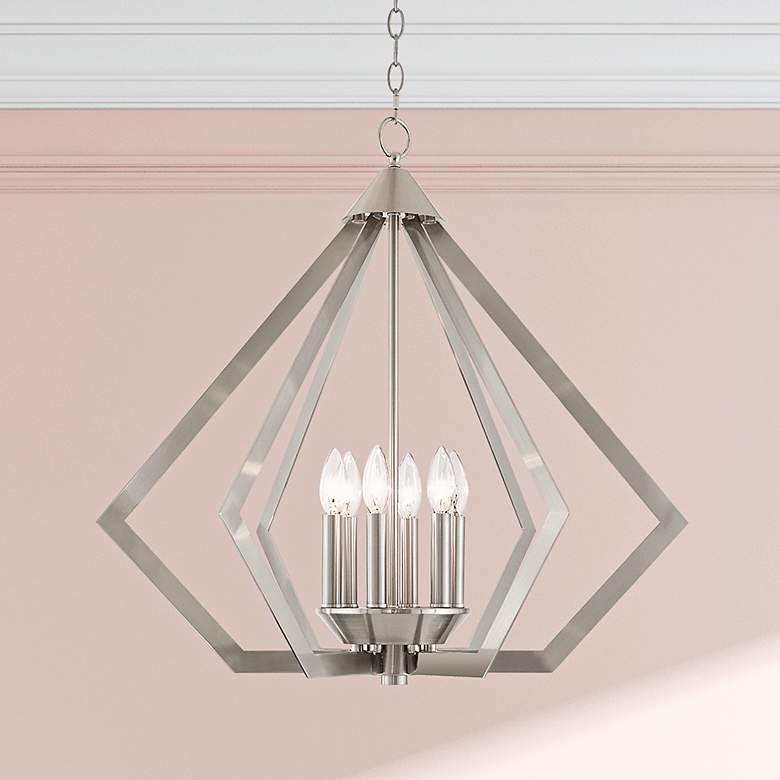 Image 1 Prism 6 Light Brushed Nickel Chandelier