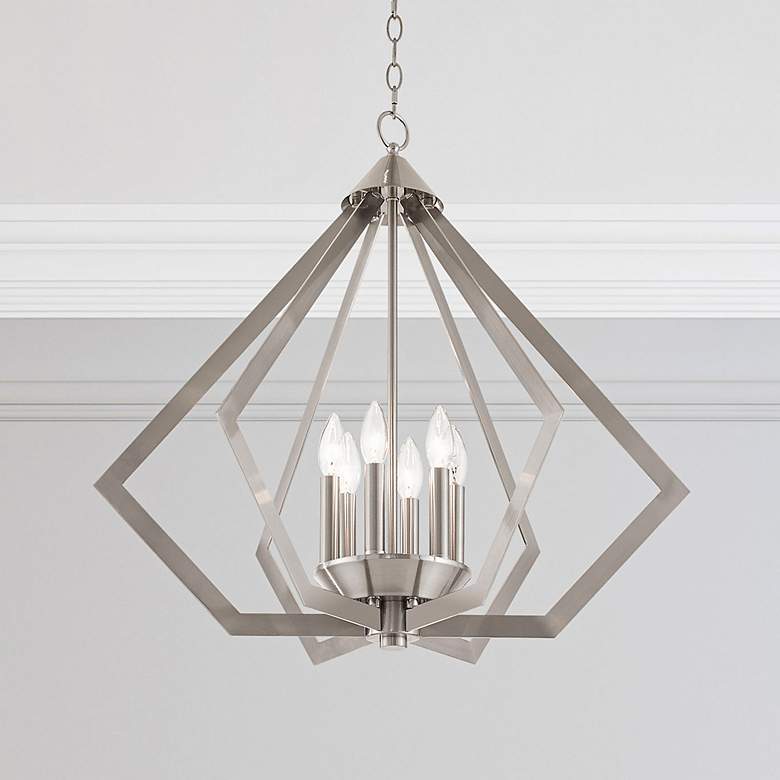 Image 7 Prism 6 Light Brushed Nickel Chandelier more views