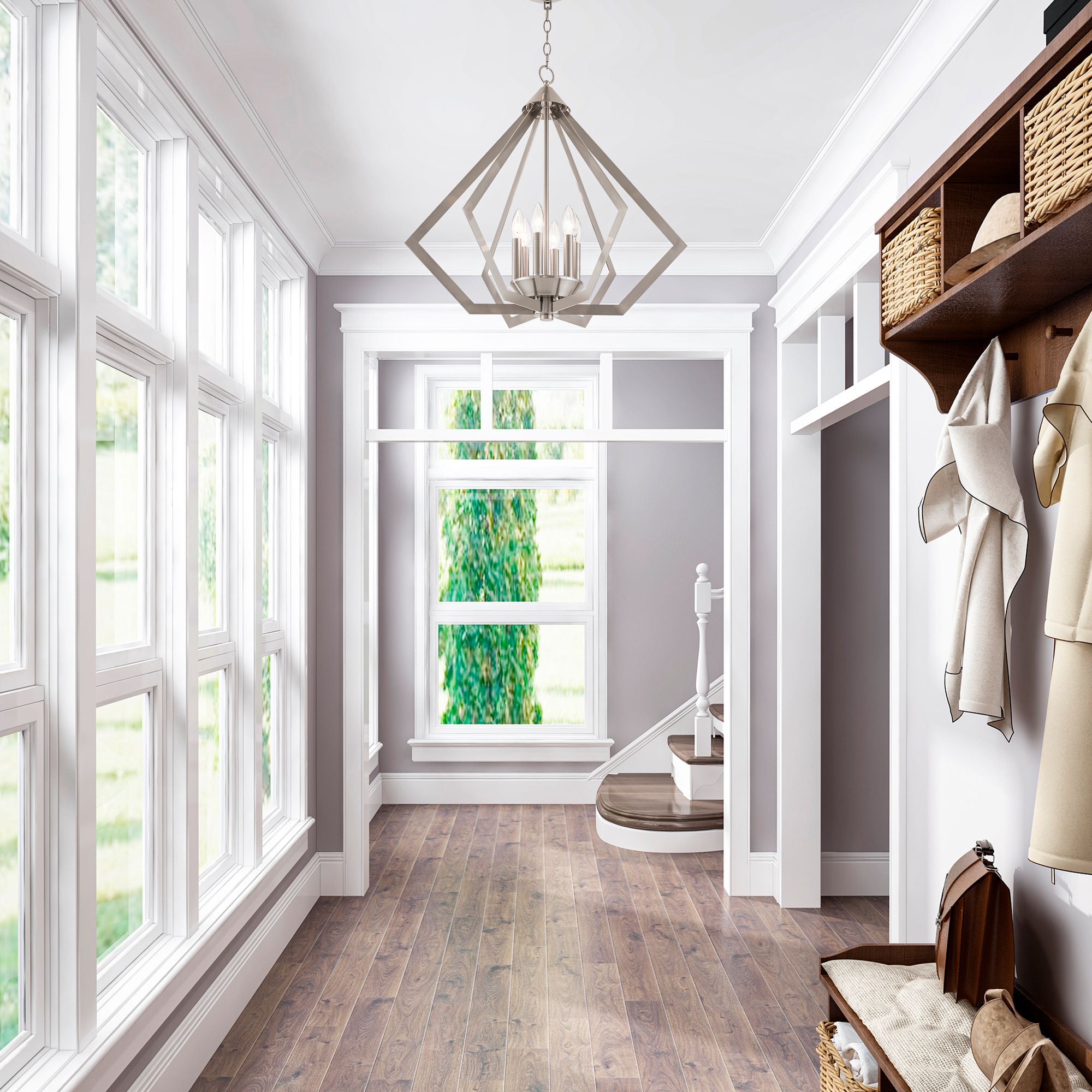 Prism 6 Light Brushed Nickel Chandelier