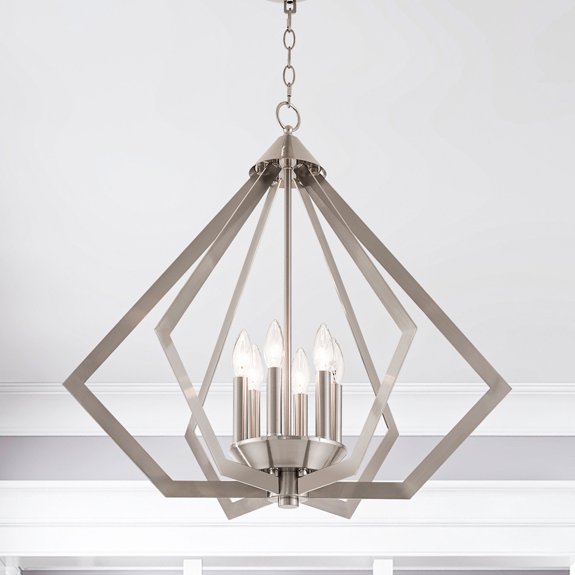 Prism 6 Light Brushed Nickel Chandelier