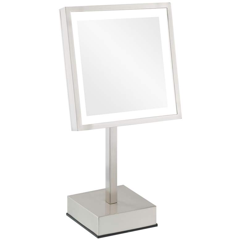 Image 1 Prism Brushed Nickel 5500K LED Lighted Stand Makeup Mirror