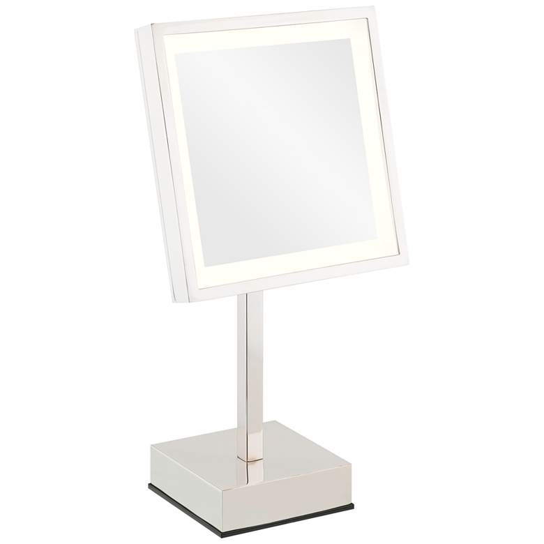 Image 1 Prism Polished Nickel 3500K LED Lighted Stand Makeup Mirror