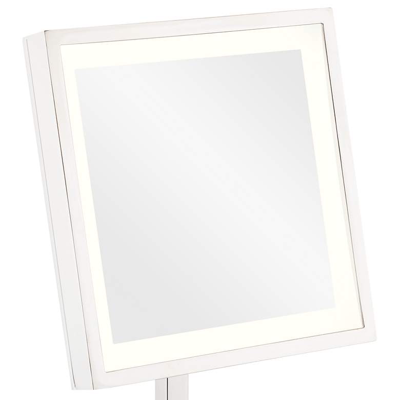 Image 2 Prism Polished Nickel 3500K LED Lighted Stand Makeup Mirror more views