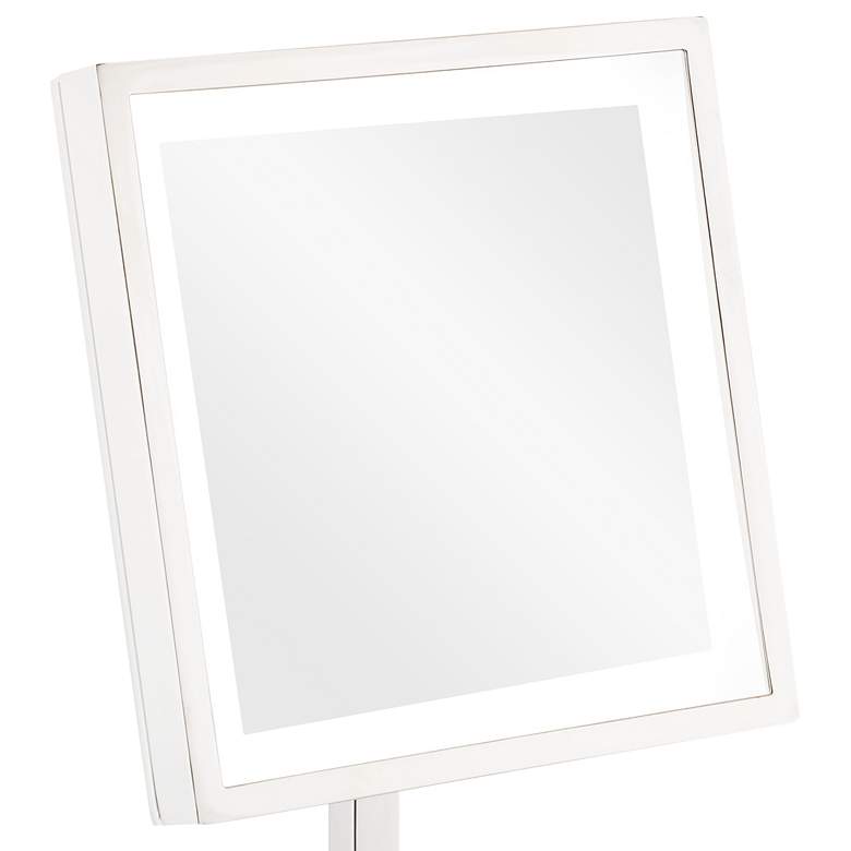 Image 2 Prism Polished Nickel 5500K LED Lighted Stand Makeup Mirror more views