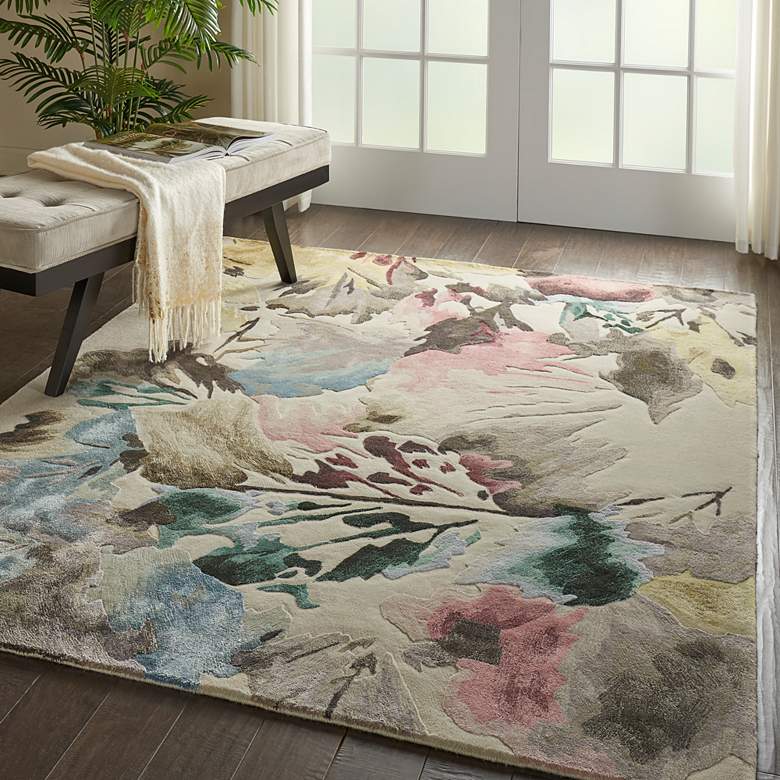 Image 1 Prismatic PRS15 5'6"x7'5" Beige Multi-Colored Wool Area R