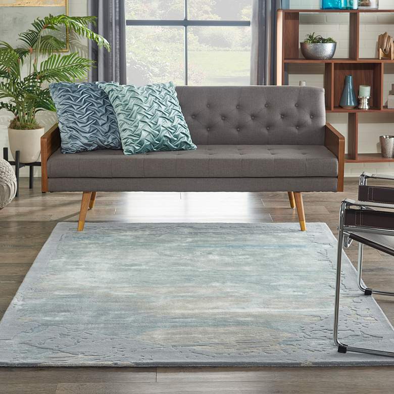 Image 1 Prismatic PRS19 5'6"x7'5" Seafoam Silver Wool Area Rug