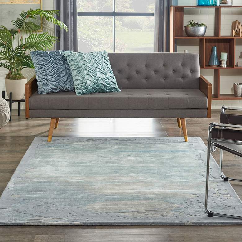 Image 1 Prismatic PRS19 5&#39;6 inchx7&#39;5 inch Seafoam Silver Wool Area Rug