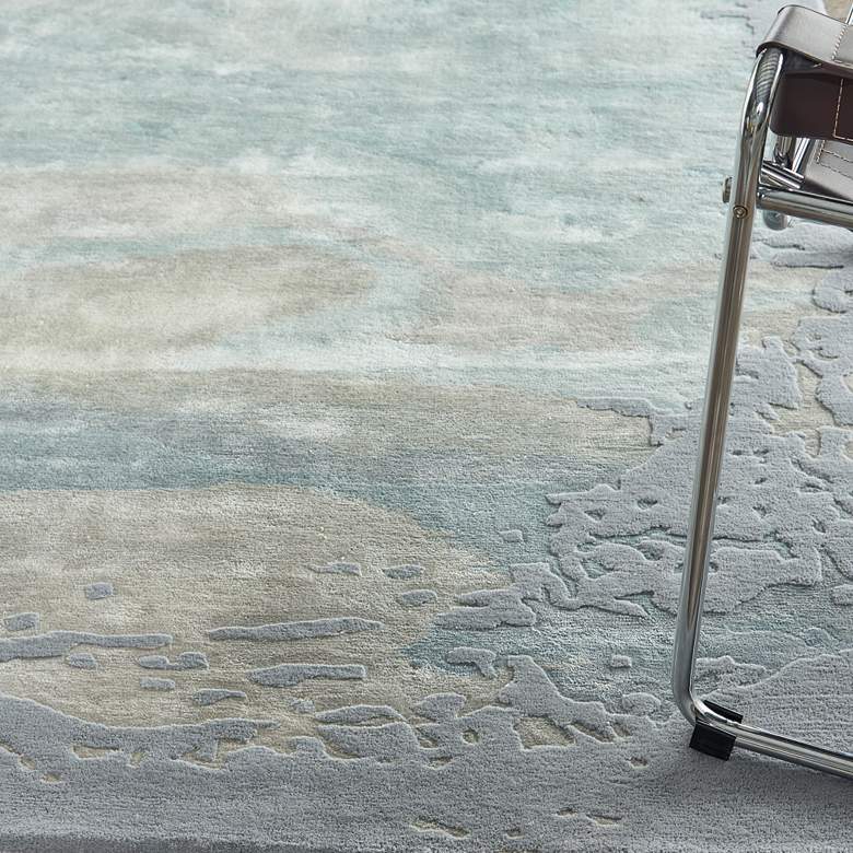 Image 5 Prismatic PRS19 5'6"x7'5" Seafoam Silver Wool Area Rug more views
