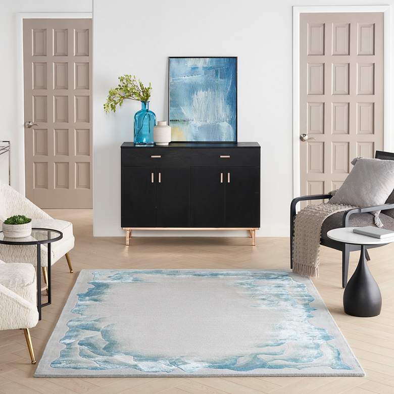 Image 1 Prismatic PRS22 5'6"x7'5" Sea Mist Blue Wool Area Rug