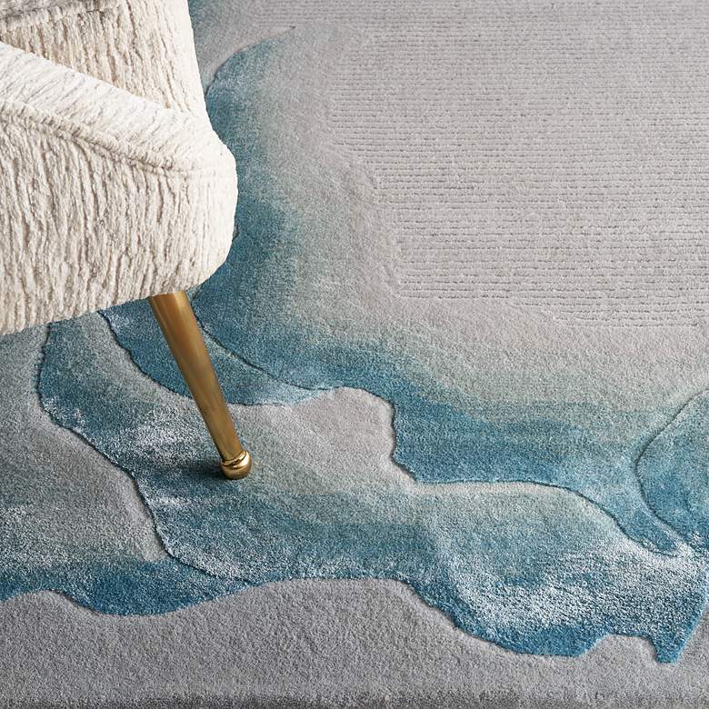 Image 5 Prismatic PRS22 5'6"x7'5" Sea Mist Blue Wool Area Rug more views