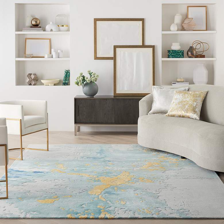 Image 1 Prismatic PRS26 5'6"x7'5" Seafoam Gold Wool Area Rug