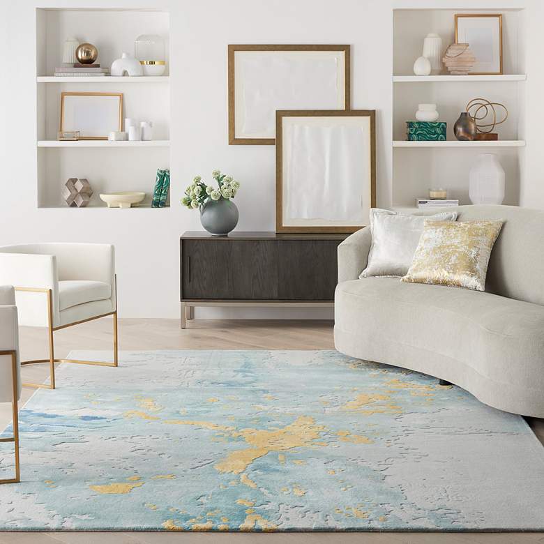 Image 1 Prismatic PRS26 5&#39;6 inchx7&#39;5 inch Seafoam Gold Wool Area Rug