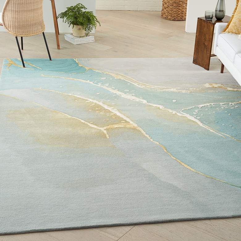 Image 1 Prismatic PRS27 5'6"x7'5" Gray Seafoam Wool Area Rug