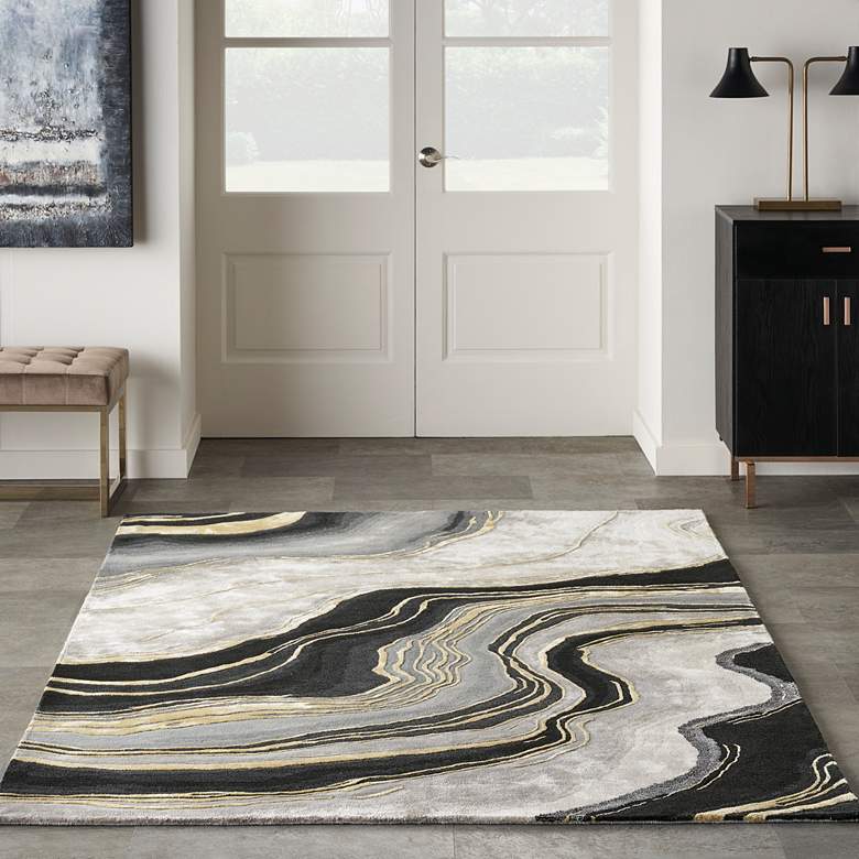 Image 1 Prismatic PRS31 5'6"x7'5" Charcoal Gray Wool Area Rug