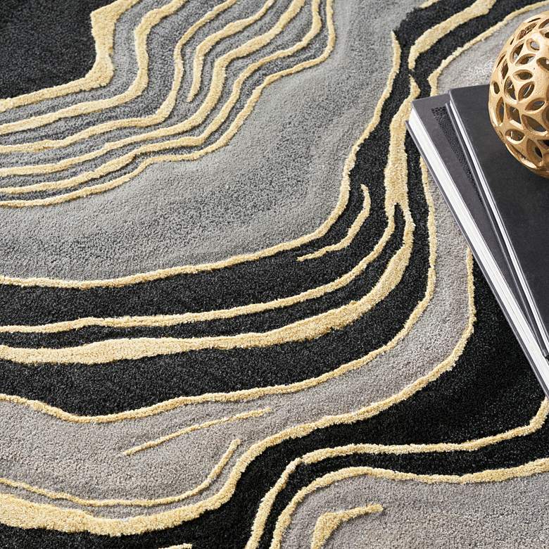 Image 5 Prismatic PRS31 5'6"x7'5" Charcoal Gray Wool Area Rug more views