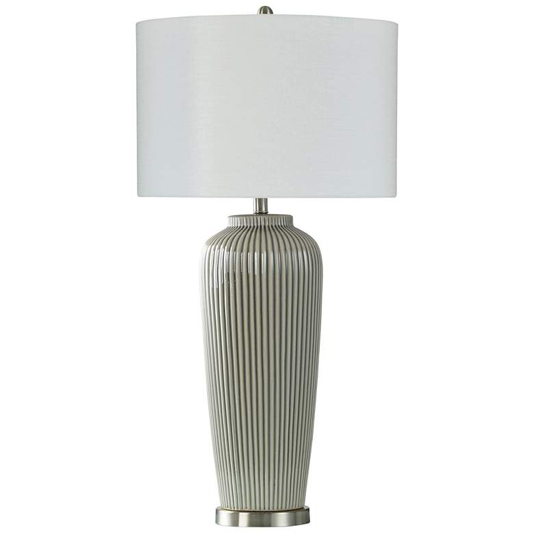 Image 1 Pristine 36" Grey Table Lamp With Antique Crackle