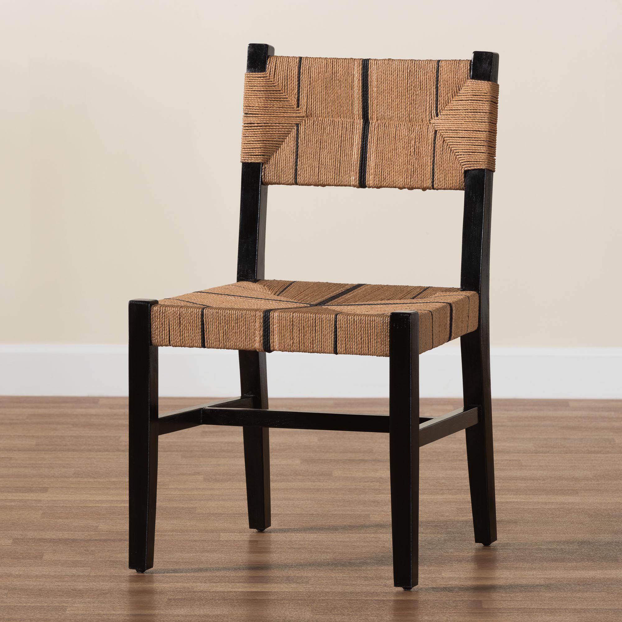 Prita Paper Loom and Black Mahogany Wood Dining Chair