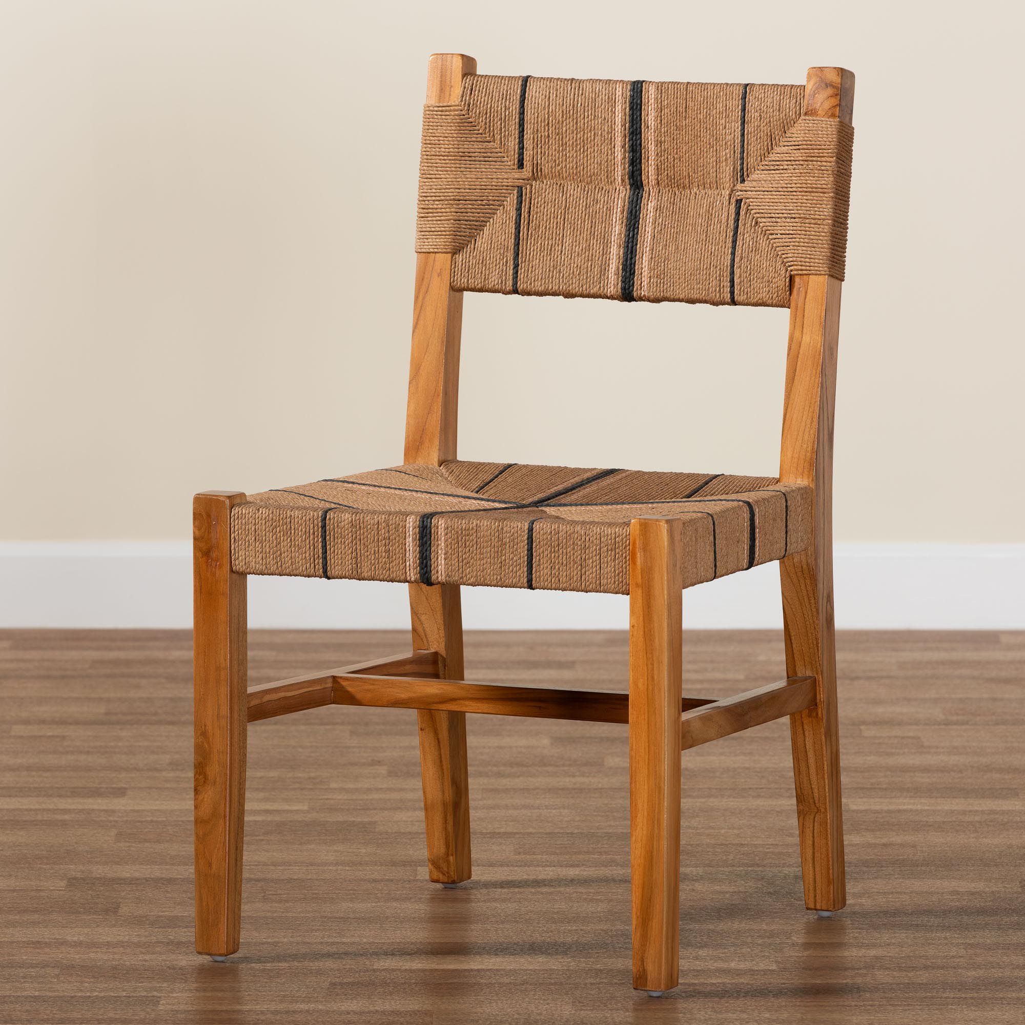 Prita Paper Loom and Natural Mahogany Wood Dining Chair