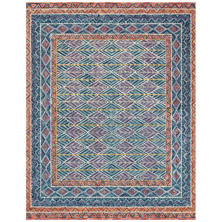 Image 1 Priti PRT-01 5'x7'6" Teal and Fiesta Rectangular Area Rug