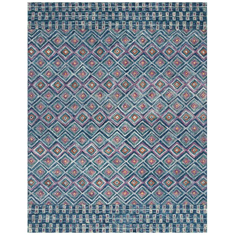 Image 1 Priti PRT-07 5'x7'6" Denim and Berry Rectangular Area Rug