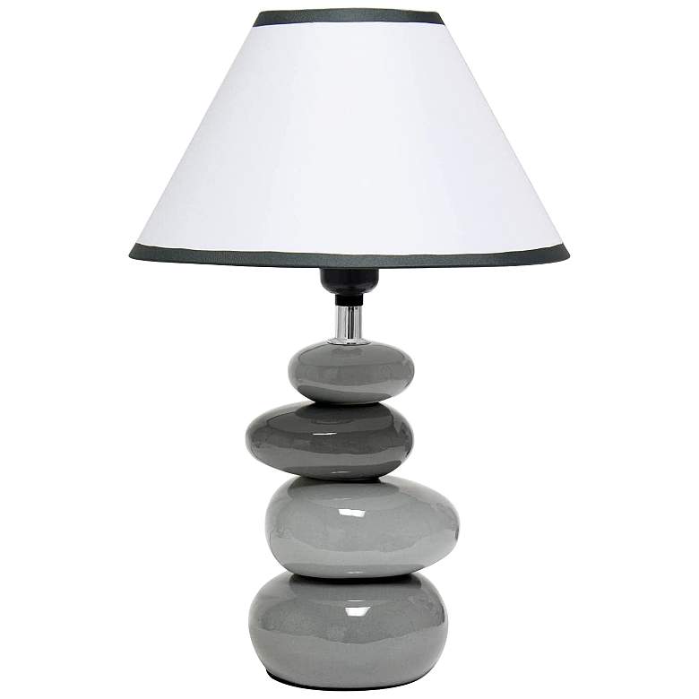 Image 2 Priva 14 3/4 inchH Gray Ceramic Stacking Stones Table Desk Lamp