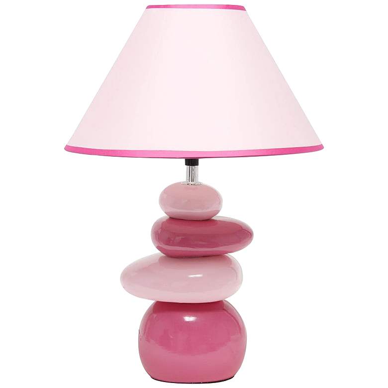 Image 2 Priva 17 1/4 inchH Pink Ceramic Stacking Stones Table Desk Lamp