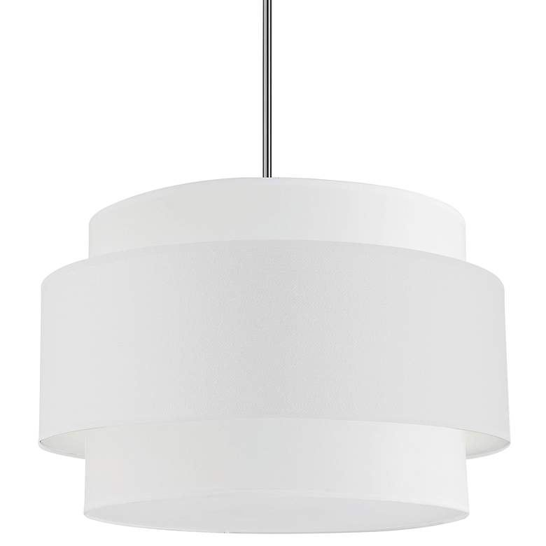 Image 1 Priya 22" Wide Chrome and White Drum Pendant Light