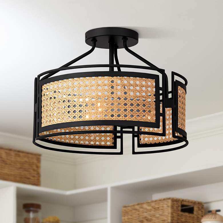 Image 2 Priya 3-Light Matte Black Semi-Flush Mount