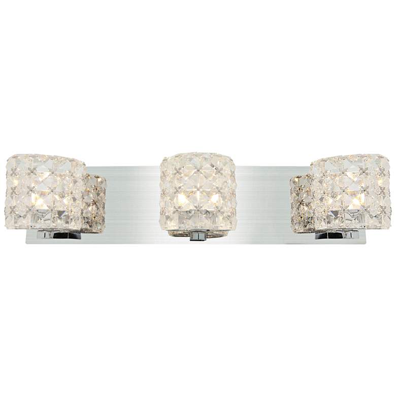 Image 1 Prizm 20" Wide Chrome and Crystal 3 Light Bath Light
