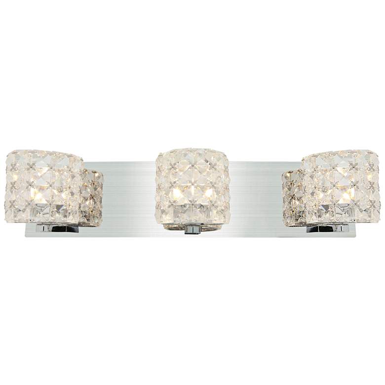 Image 1 Prizm 20 inch Wide Chrome and Crystal 3 Light Bath Light