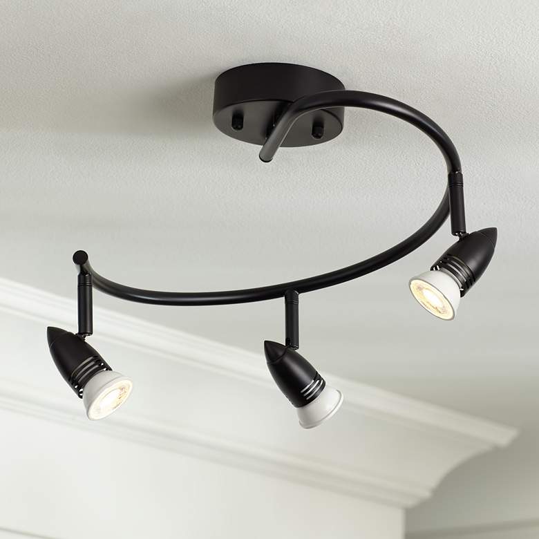 Image 1 Pro Track® 3-Light Spiral Black LED Ceiling Light Fixture