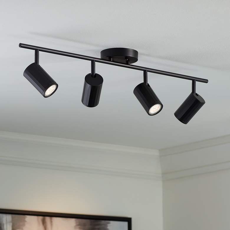 Image 1 Pro Track 31 1/2" Wide GU10 4-Light Black LED Track Fixture