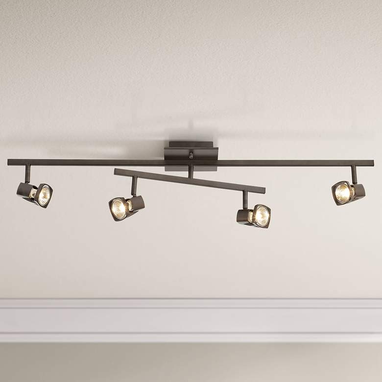 Image 1 Pro Track 36 inch Wide Bronze 4-Light Adjustable Track Style Ceiling Light