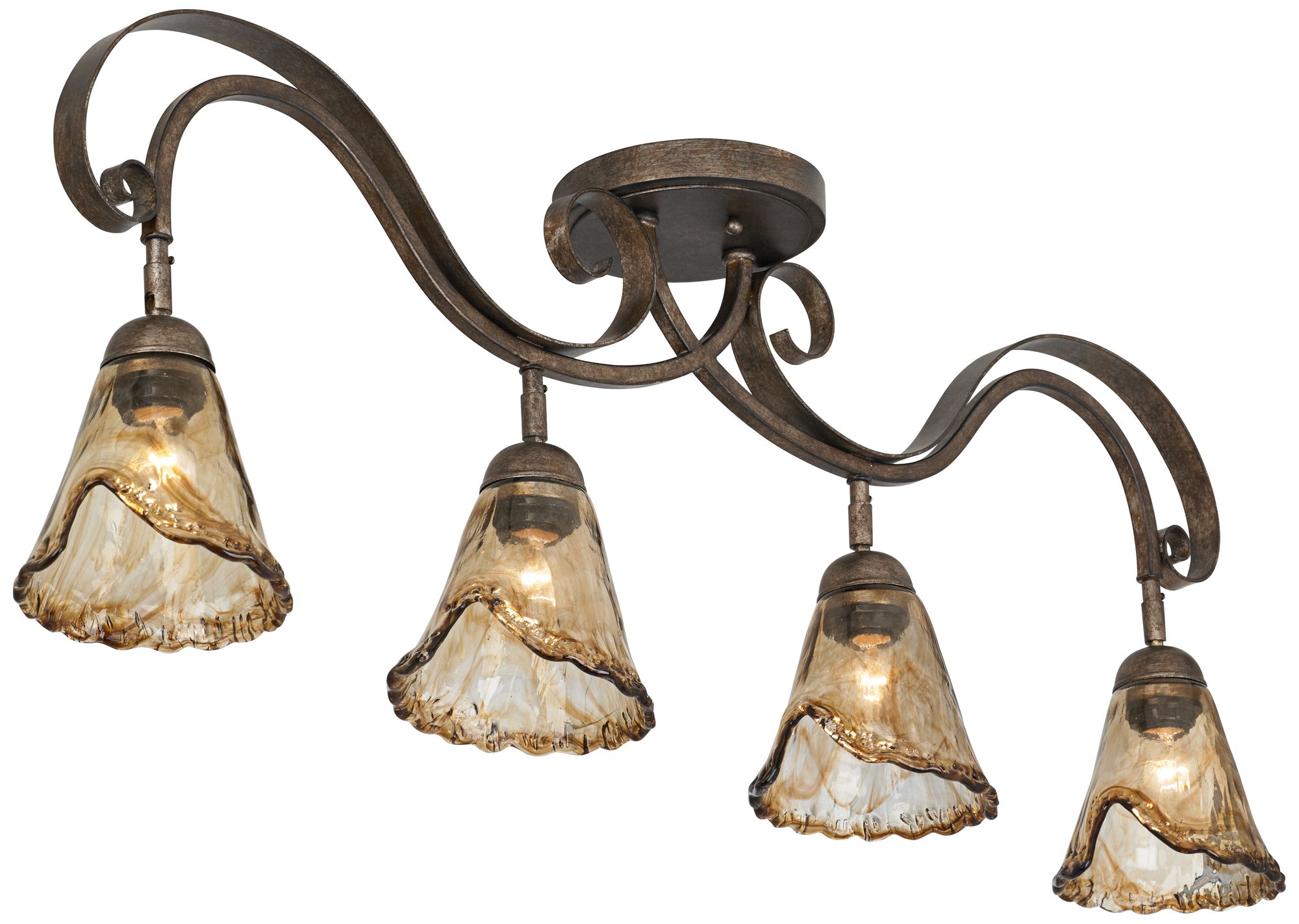 Image 3 Pro Track 41" Wide Amber Scroll 4-Light Ceiling Track Fixture