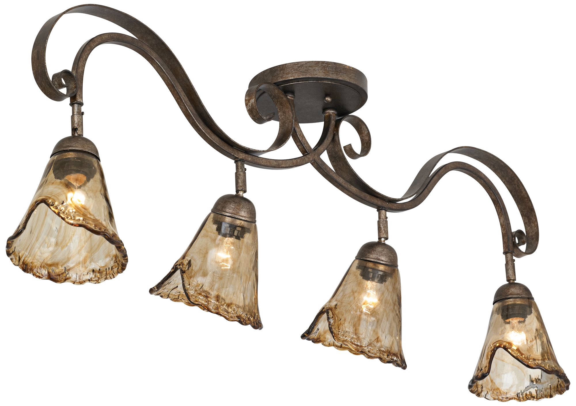 Image 5 Pro Track 41" Wide Amber Scroll 4-Light Ceiling Track Fixture more views