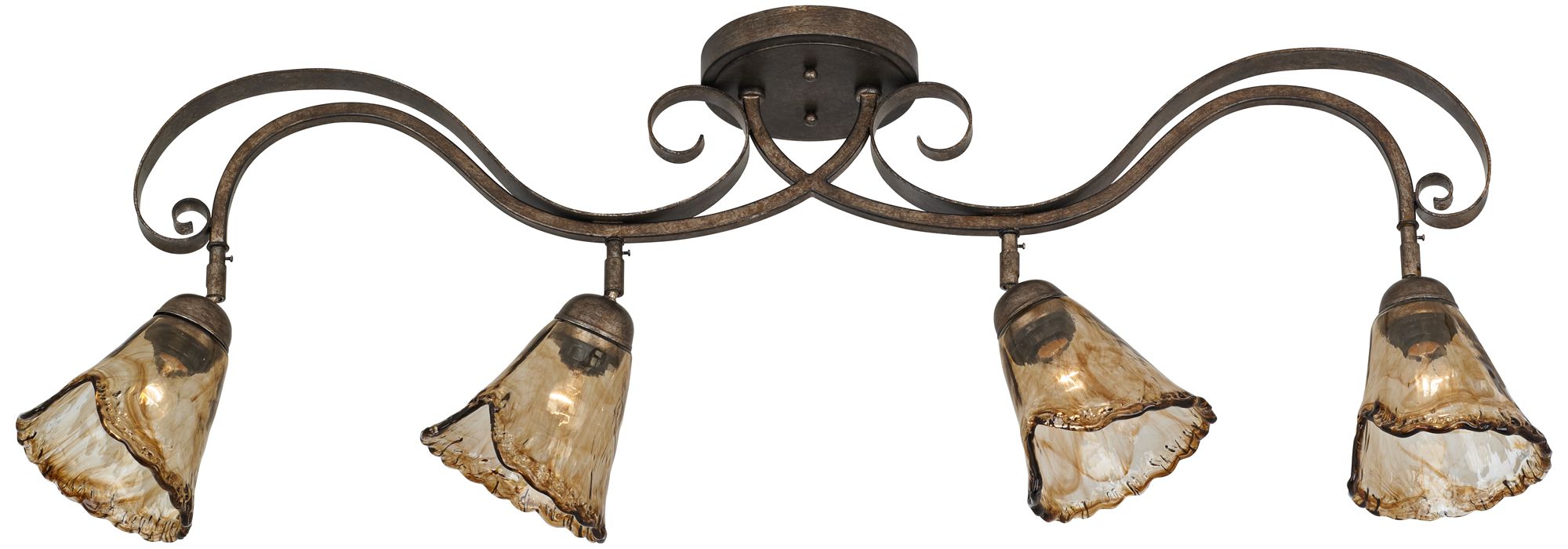 Image 6 Pro Track 41" Wide Amber Scroll 4-Light Ceiling Track Fixture more views