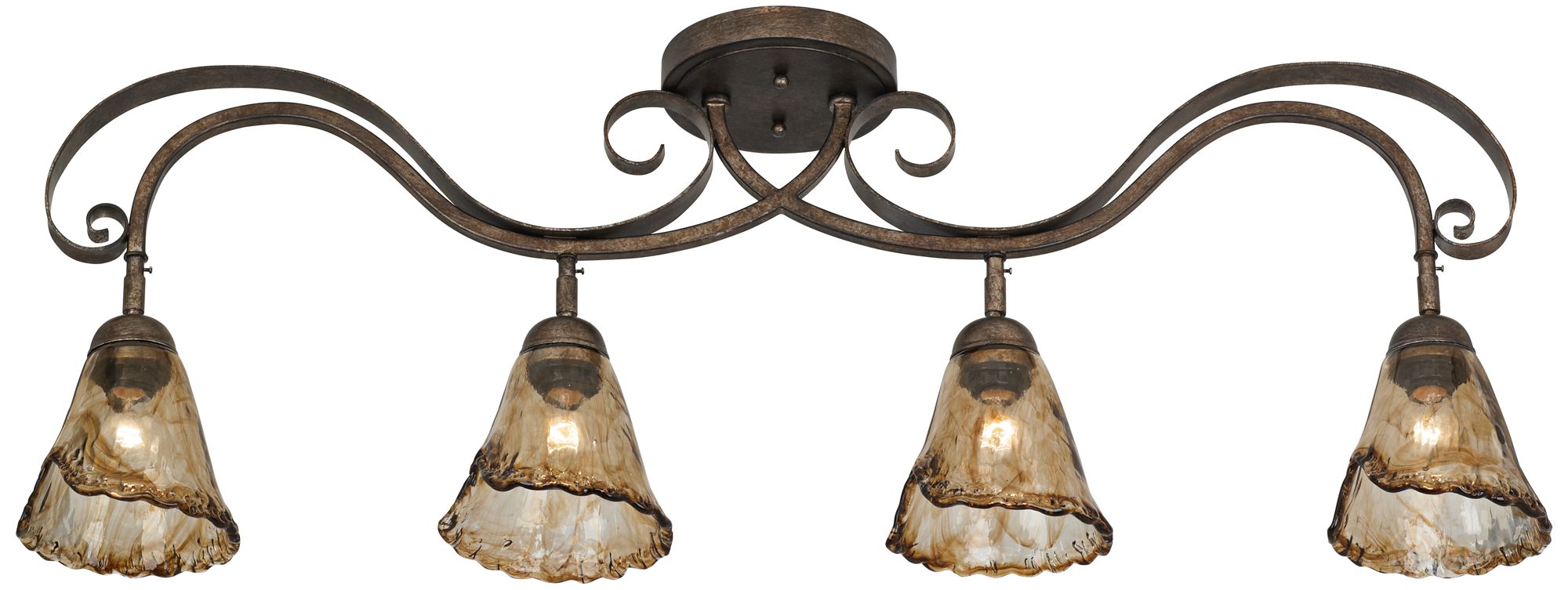 Image 7 Pro Track 41" Wide Amber Scroll 4-Light Ceiling Track Fixture more views