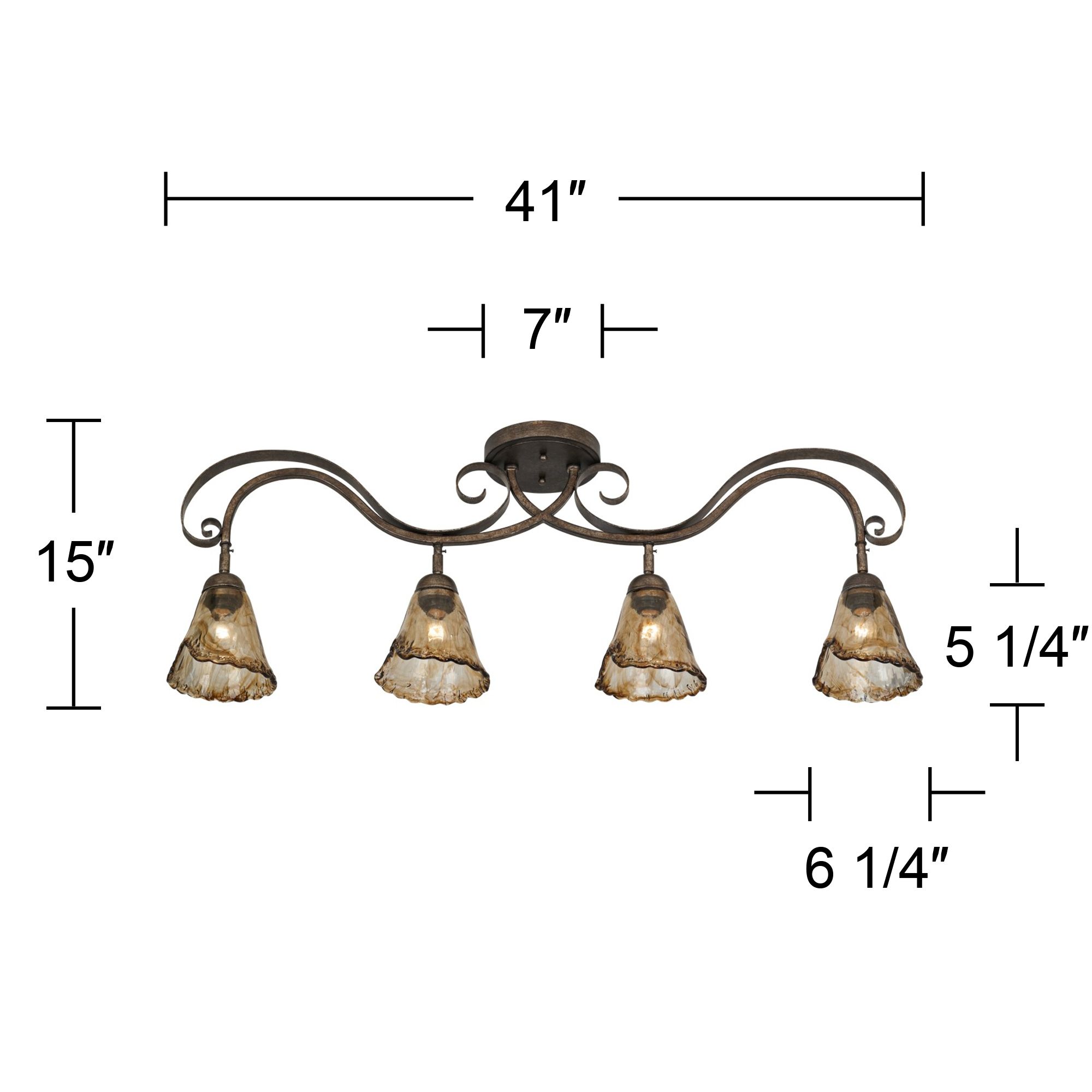 Pro Track 41" Wide Amber Scroll 4-Light Ceiling Track Fixture in scene