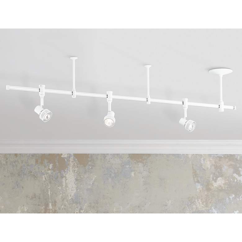Image 1 Pro Track 47 1/2 inch Wide White Rail Kit with 3 Halogen Lights