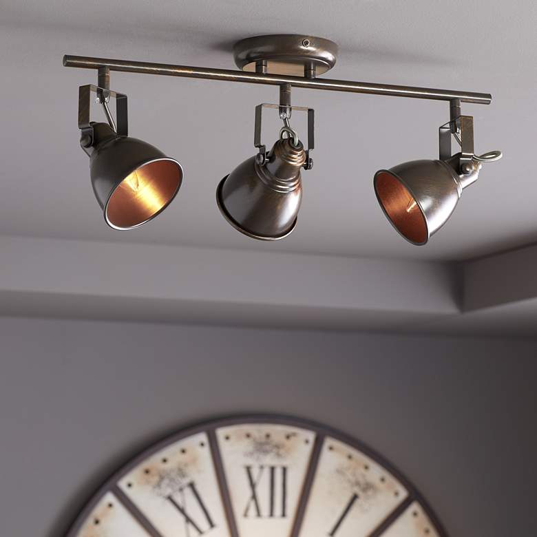 Image 1 Pro Track&#174; Abby 3-Light Bronze Complete ceiling or wall Track Kit