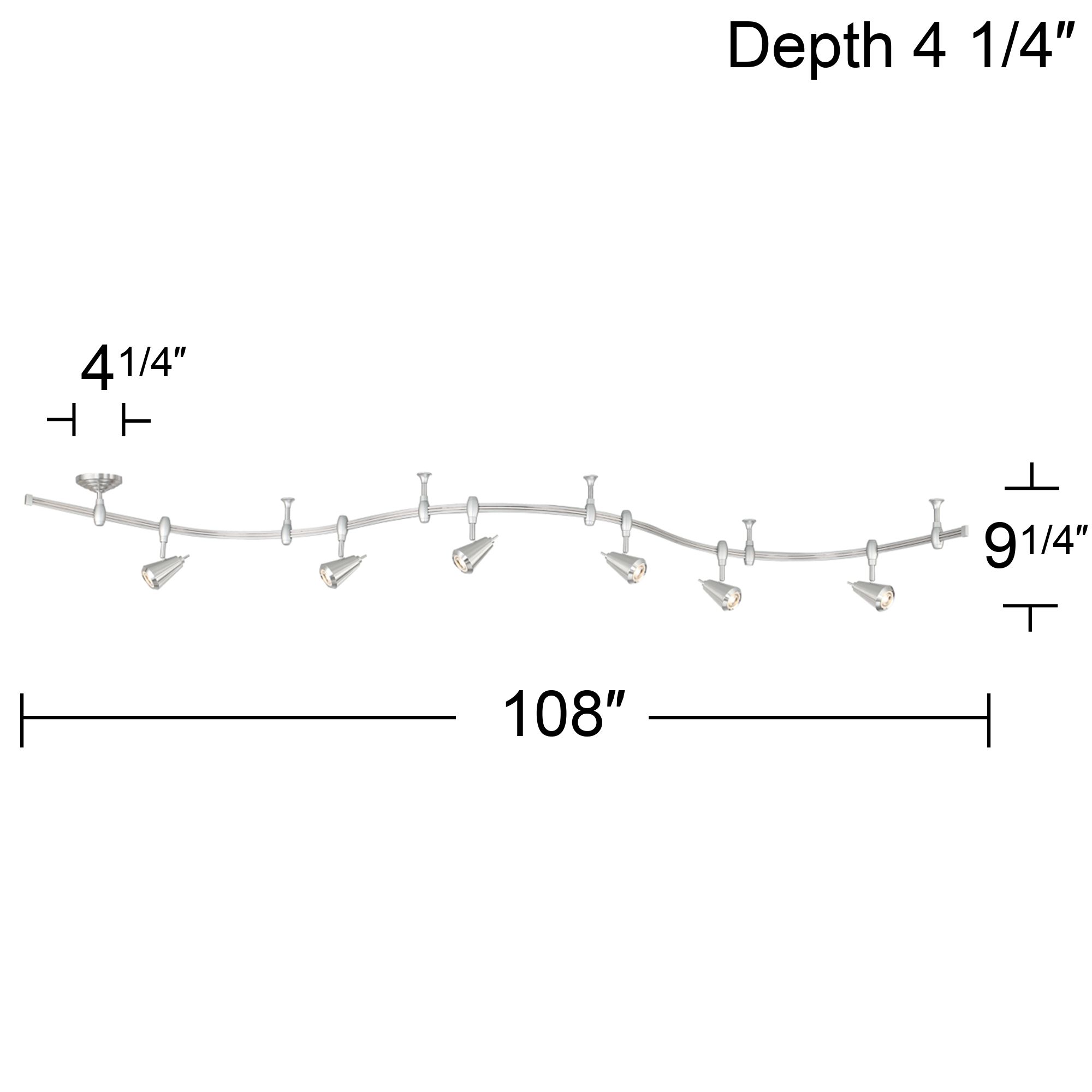 Pro Track Ali 108" Wide 6-Light Nickel LED Monorail Track Light