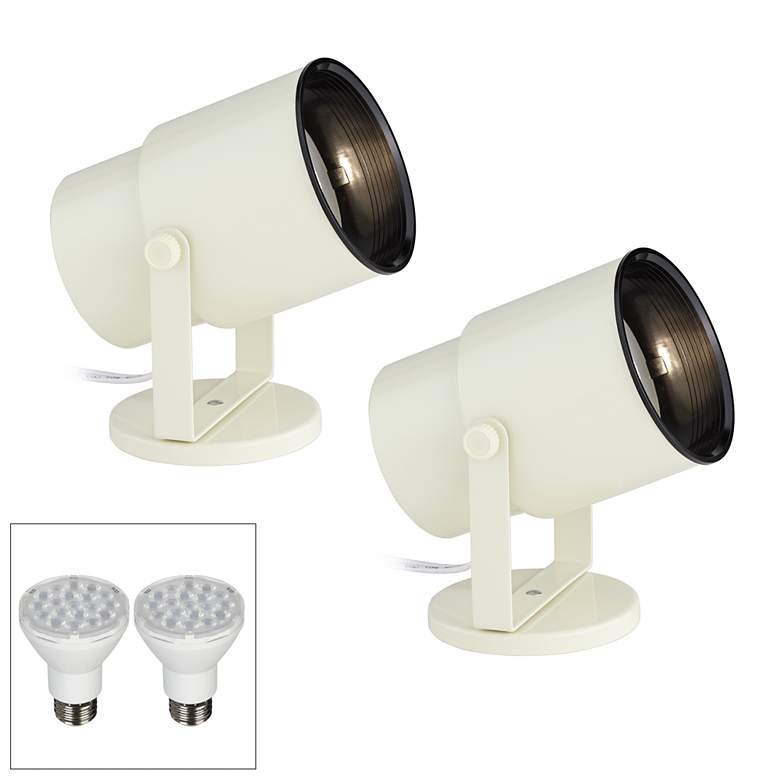 Image 1 Pro Track Almond White 8 inch High LED Accent Uplights Set of 2