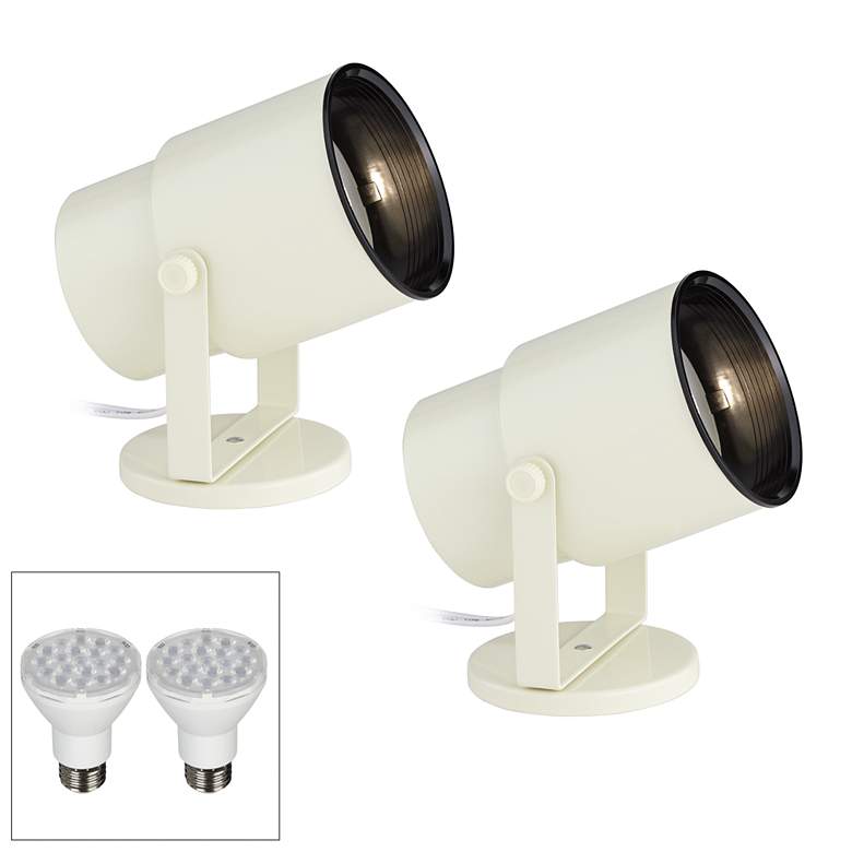 Image 1 Pro Track Almond White 8" High LED Accent Uplights Set of 2