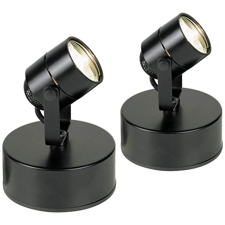 Image 1 Pro Track Black 6 3/4" High Mini Accent LED Uplight Set of 2