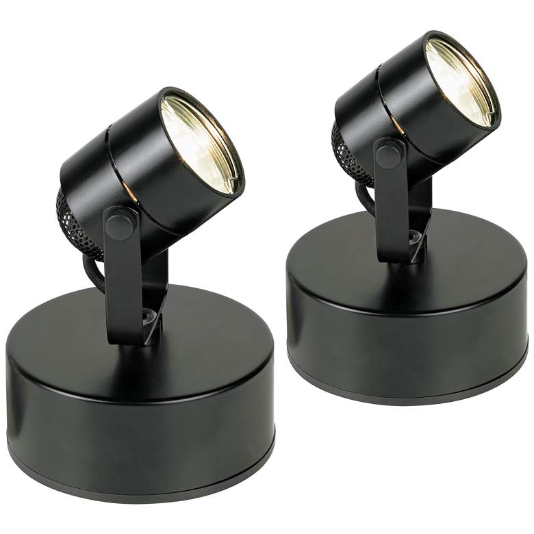 Image 1 Pro Track Black 6 3/4 inch High Mini Accent LED Uplight Set of 2