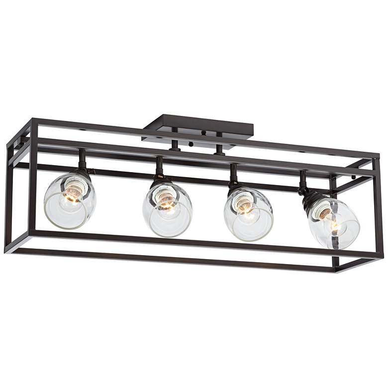 Image 1 Pro Track Brennan 29 1/2 inch Wide 4-Light Bronze Cage LED Track Fixture