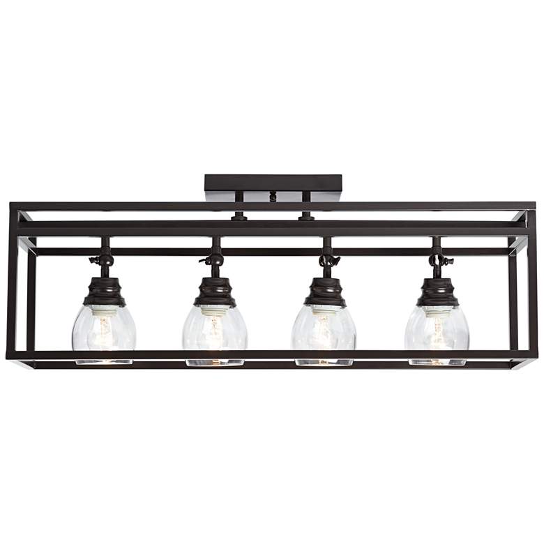Image 6 Pro Track Brennan 29 1/2 inch Wide 4-Light Bronze Cage LED Track Fixture more views