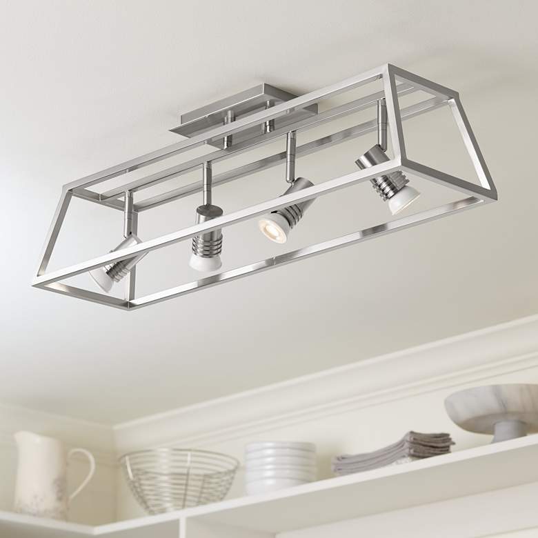 Image 1 Pro Track Carmel 4-Light Brushed Nickel Cage Track Fixture