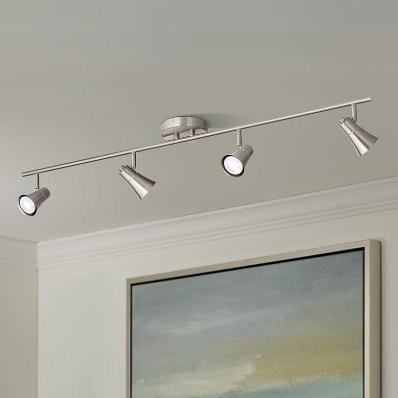 Image 1 Pro Track Castro 40" Wide 4-Light 6.5W GU10 Nickel LED Track Fixture